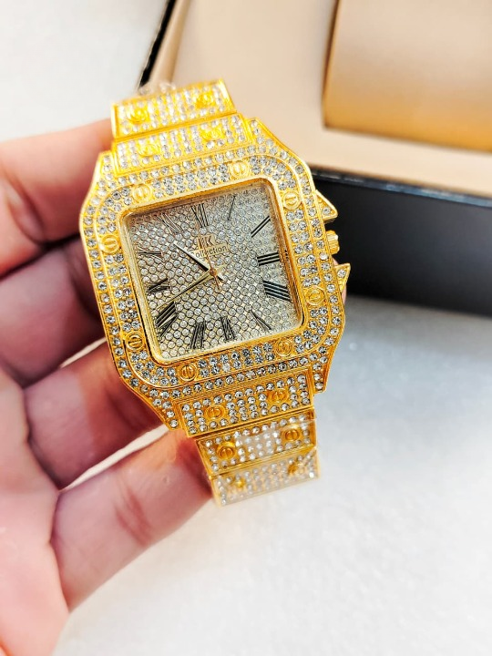 Ladies Stylish Stone Watch – Golden