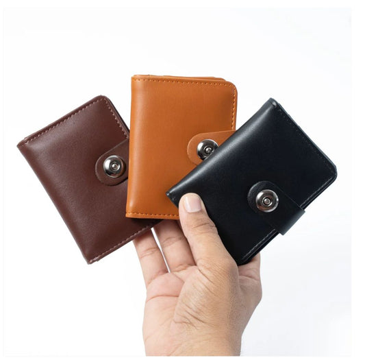 Plain Rexine Minimal Button Closure Wallet Smart Wallet For Male And Female, Stylish And Slim – Random Color