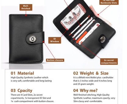 Plain Rexine Minimal Button Closure Wallet Smart Wallet For Male And Female, Stylish And Slim – Random Color