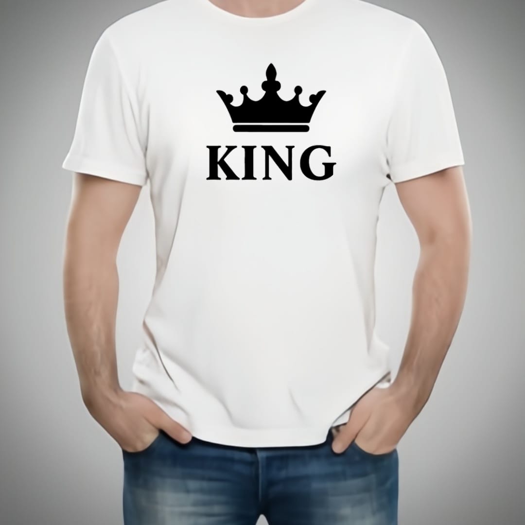 King & Queen Style White T-shirt – King & Queen Design T-shirts  – Best Quality T-shirts For Girls | T-shirt For Women – T-shirt For Boy
