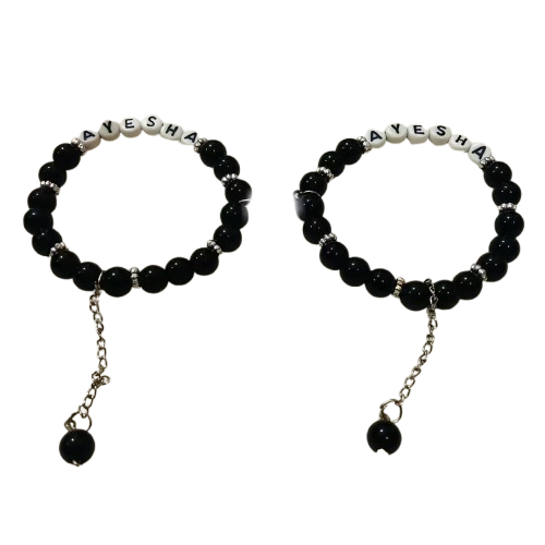 Custom Black Beaded Couple/Bestie Bracelets with Initials